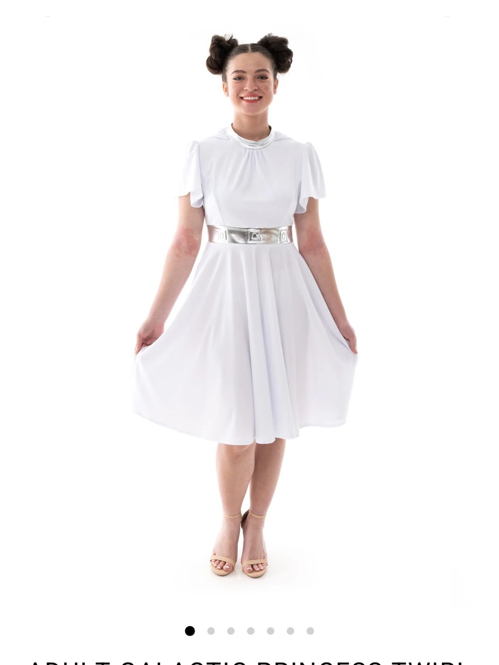 Galactic Princess White Twirl Dress with Silver Waist- perfect for Disney World!